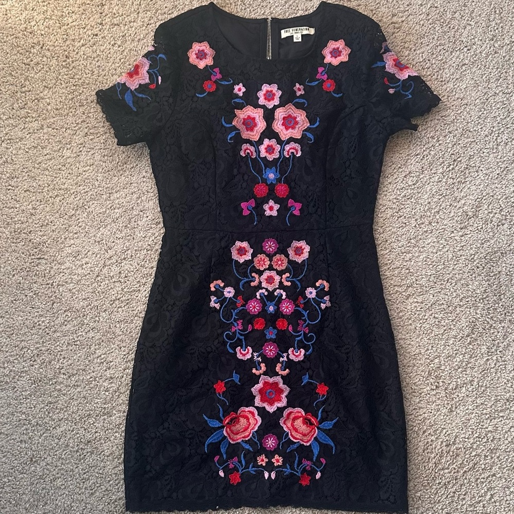 Black Floral Embroidered Dress